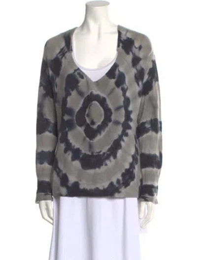 Pre-owned Raquel Allegra Cashmere Tie-dye Print Sweater In Gray