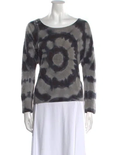 Pre-owned Raquel Allegra Cashmere Tie-dye Print Sweater In Green