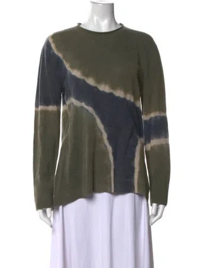 Pre-owned Raquel Allegra Cashmere Tie-dye Print Sweater In Green