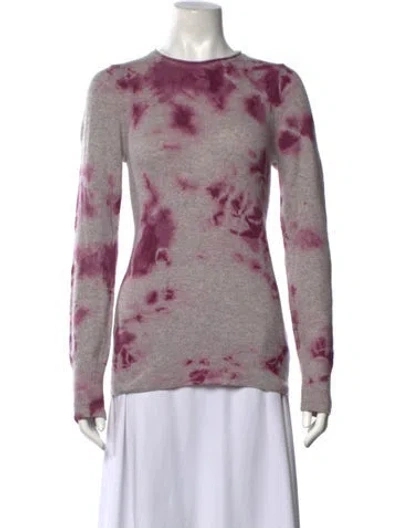 Pre-owned Raquel Allegra Cashmere Tie-dye Print Sweater In Grey/purple
