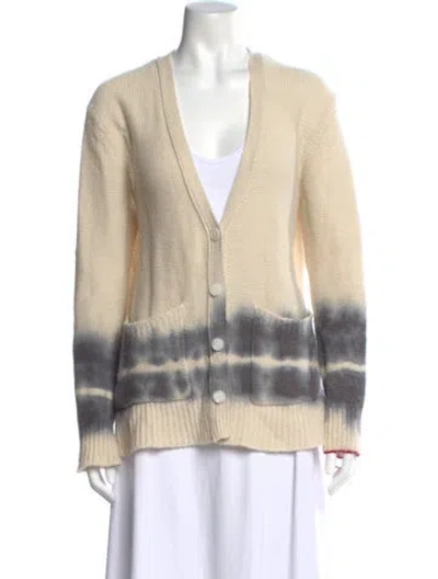 Pre-owned Raquel Allegra Cashmere Tie-dye Print Sweater In Neutral