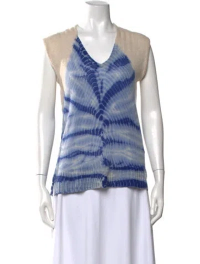 Pre-owned Raquel Allegra Cashmere Tie-dye Print Sweater In Neutrals