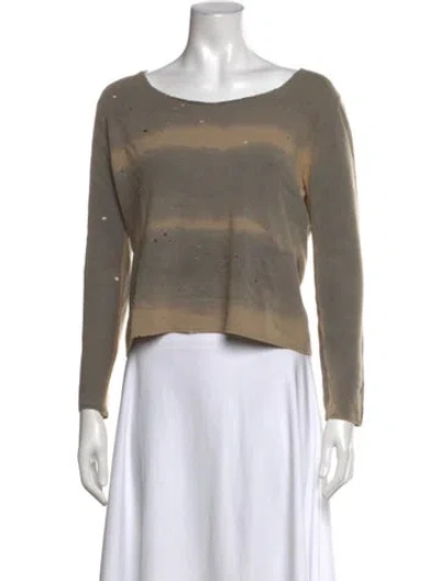 Pre-owned Raquel Allegra Cashmere Tie-dye Print Sweater In Neutrals