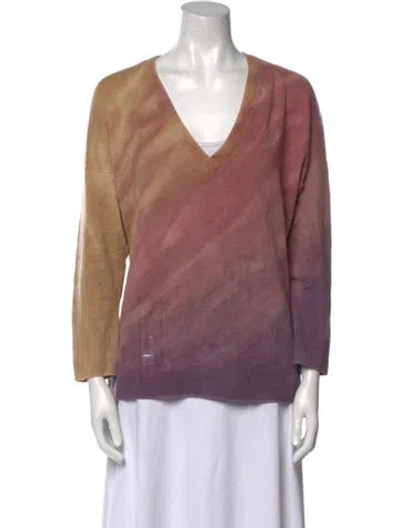 Pre-owned Raquel Allegra Cashmere Tie-dye Print Sweater In Purple
