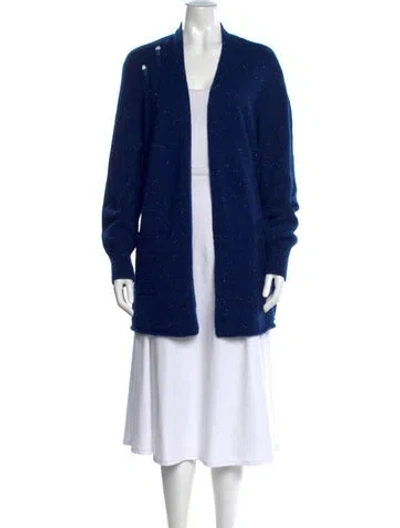 Pre-owned Raquel Allegra Cashmere Tweed Pattern Sweater In Blue