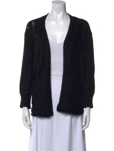 Pre-owned Raquel Allegra Cashmere V-neck Sweater In Black