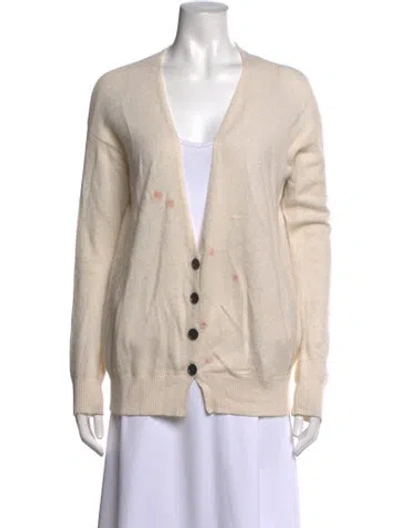 Pre-owned Raquel Allegra Cashmere V-neck Sweater In Neutrals