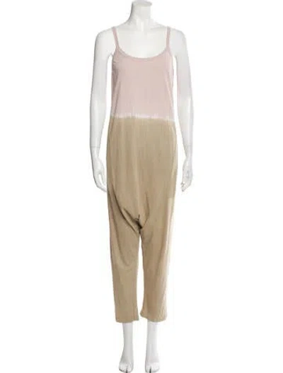 Pre-owned Raquel Allegra Colorblock Pattern Scoop Neck Jumpsuit In Neutral