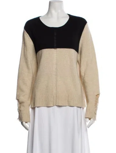 Pre-owned Raquel Allegra Colorblock Pattern Scoop Neck Sweater In Neutral