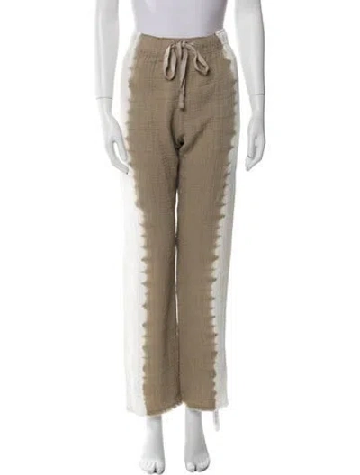 Pre-owned Raquel Allegra Colorblock Pattern Straight Leg Pants W/ Tags In White
