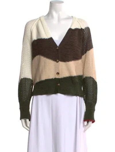 Pre-owned Raquel Allegra Colorblock Pattern V-neck Sweater In Multi