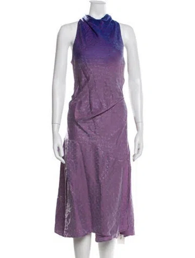 Pre-owned Raquel Allegra Cowl Neck Long Dress In Purple