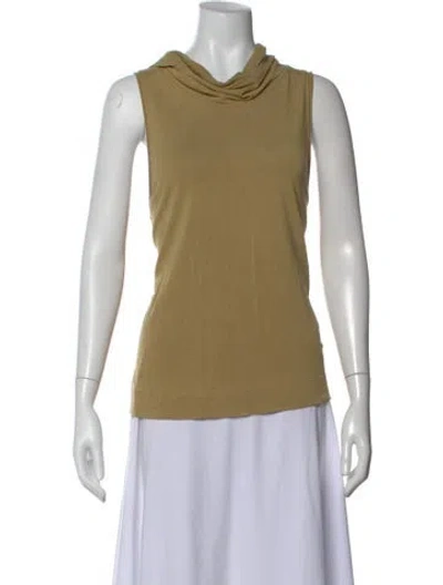 Pre-owned Raquel Allegra Cowl Neck Sleeveless Top In Green