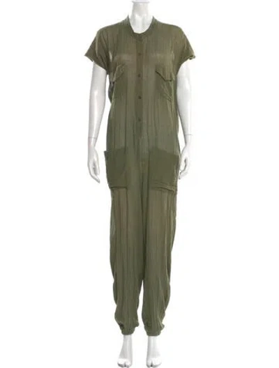 Pre-owned Raquel Allegra Crew Neck Jumpsuit In Green