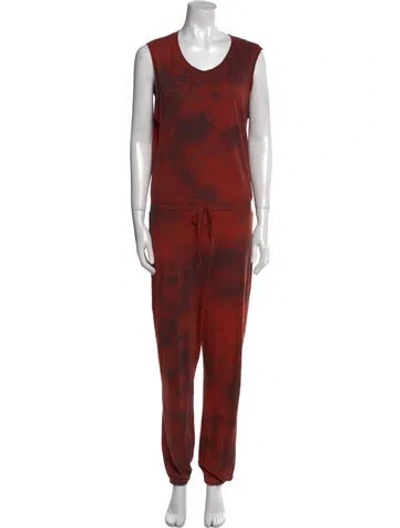 Pre-owned Raquel Allegra Crew Neck Jumpsuit In Red