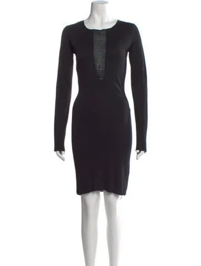 Pre-owned Raquel Allegra Crew Neck Knee-length Dress In Black