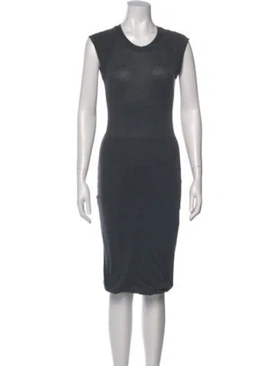 Pre-owned Raquel Allegra Crew Neck Knee-length Dress In Gray
