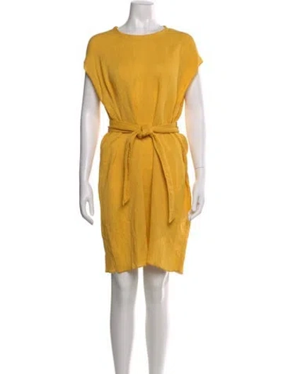 Pre-owned Raquel Allegra Crew Neck Knee-length Dress In Yellow
