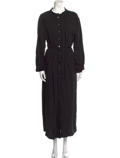 Pre-owned Raquel Allegra Crew Neck Long Dress In Black
