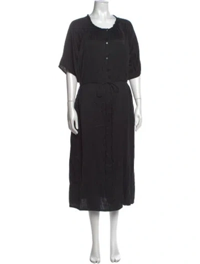Pre-owned Raquel Allegra Crew Neck Long Dress In Black