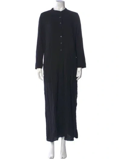 Pre-owned Raquel Allegra Crew Neck Long Dress In Blue
