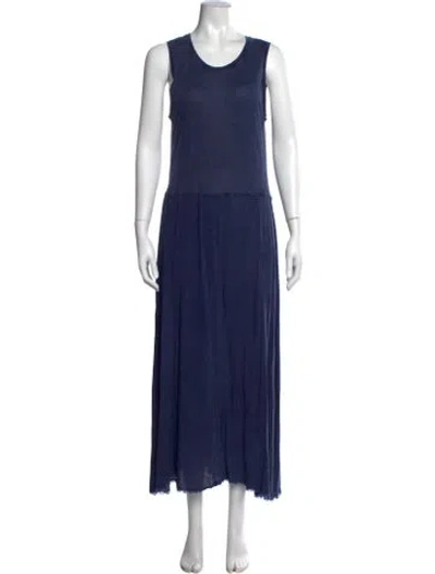 Pre-owned Raquel Allegra Crew Neck Long Dress In Blue