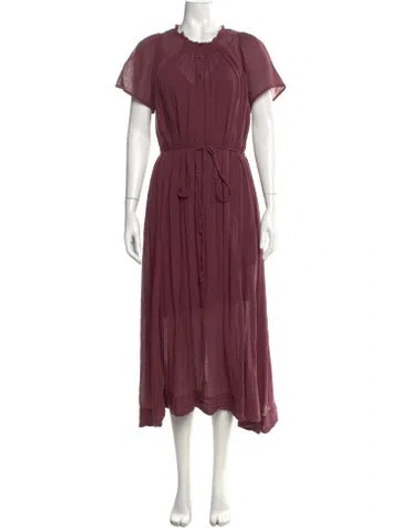 Pre-owned Raquel Allegra Crew Neck Long Dress In Burgundy