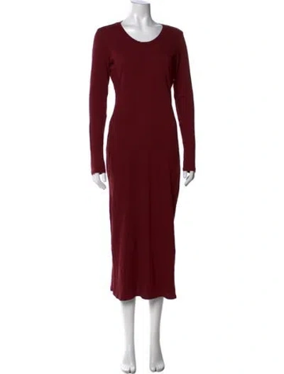 Pre-owned Raquel Allegra Crew Neck Long Dress In Burgundy