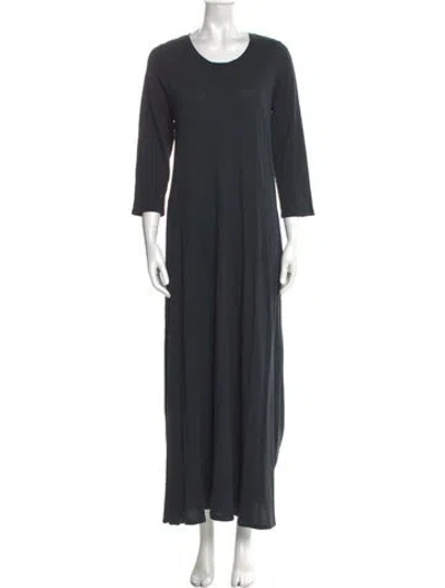 Pre-owned Raquel Allegra Crew Neck Long Dress In Gray