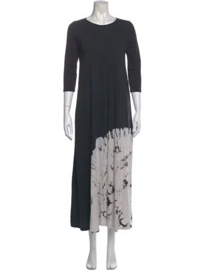 Pre-owned Raquel Allegra Crew Neck Long Dress In Gray