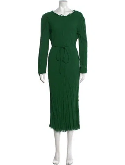 Pre-owned Raquel Allegra Crew Neck Long Dress In Green