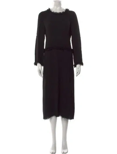 Pre-owned Raquel Allegra Crew Neck Long Dress In White