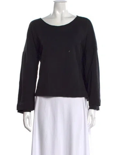 Pre-owned Raquel Allegra Crew Neck Long Sleeve Top In Green