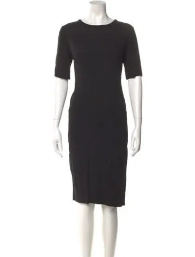 Pre-owned Raquel Allegra Crew Neck Midi Length Dress In Black