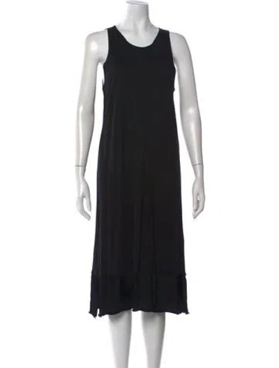 Pre-owned Raquel Allegra Crew Neck Midi Length Dress In Black