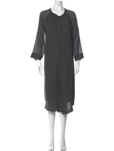 Pre-owned Raquel Allegra Crew Neck Midi Length Dress In Gray