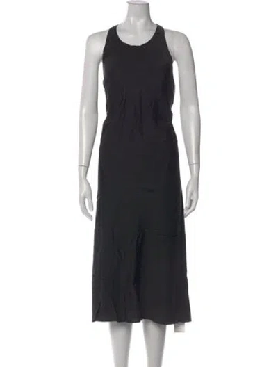 Pre-owned Raquel Allegra Crew Neck Midi Length Dress In Gray