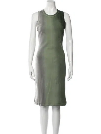 Pre-owned Raquel Allegra Crew Neck Midi Length Dress In Green
