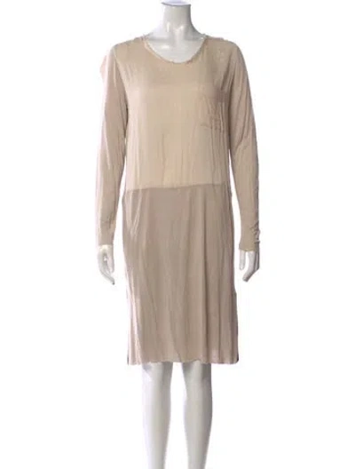 Pre-owned Raquel Allegra Crew Neck Midi Length Dress In Neutrals