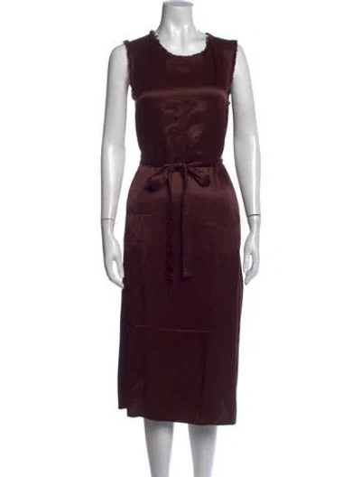 Pre-owned Raquel Allegra Crew Neck Midi Length Dress In Red
