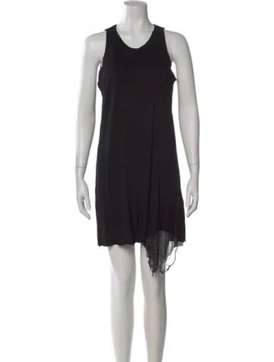 Pre-owned Raquel Allegra Crew Neck Mini Dress In Black