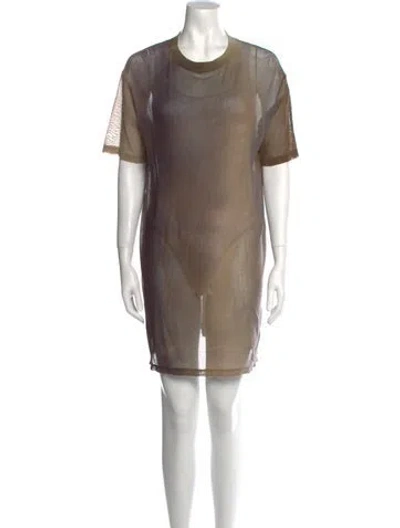 Pre-owned Raquel Allegra Crew Neck Mini Dress In Gold