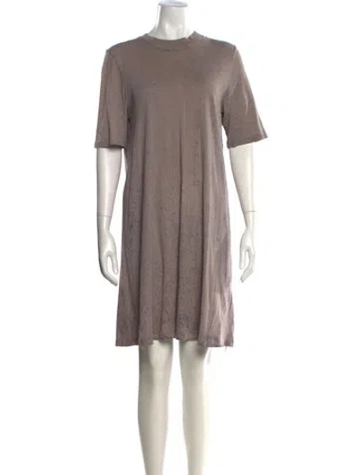 Pre-owned Raquel Allegra Crew Neck Mini Dress In Gray