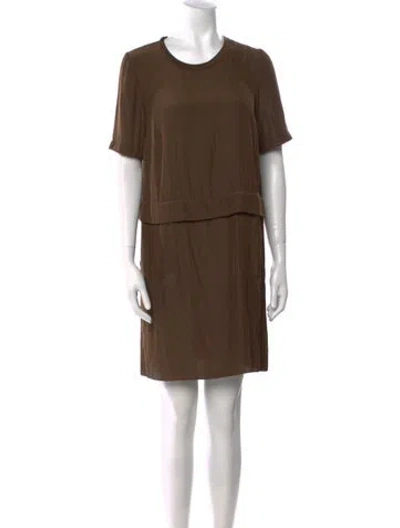 Pre-owned Raquel Allegra Crew Neck Mini Dress In Green
