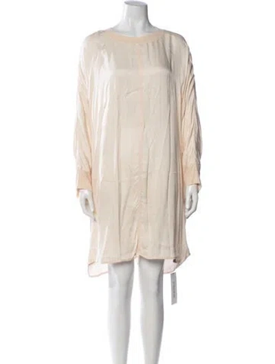 Pre-owned Raquel Allegra Crew Neck Mini Dress In Neutrals
