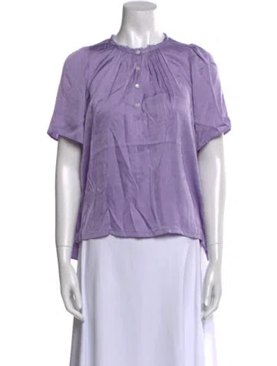 Pre-owned Raquel Allegra Crew Neck Short Sleeve Blouse In Purple