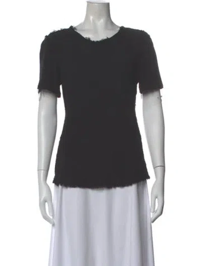 Pre-owned Raquel Allegra Crew Neck Short Sleeve Top In Black