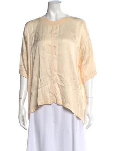 Pre-owned Raquel Allegra Crew Neck Short Sleeve Top In Neutrals