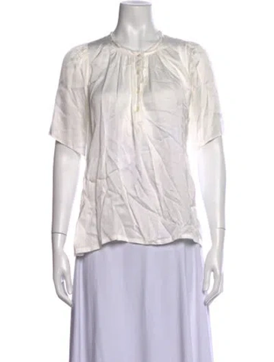 Pre-owned Raquel Allegra Crew Neck Short Sleeve Top In White