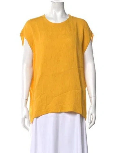 Pre-owned Raquel Allegra Crew Neck Short Sleeve Top In Yellow